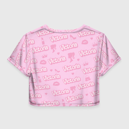 Женская футболка Crop-top 3D Виктория - паттерн Барби розовый, цвет 3D печать - фото 2