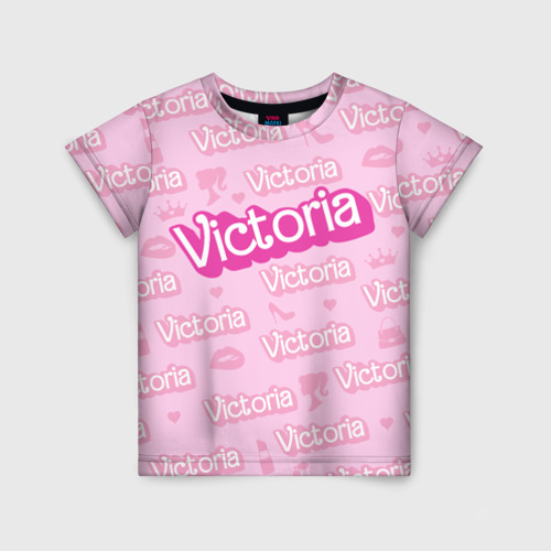 Детская футболка 3D Виктория - паттерн Барби розовый, цвет 3D печать