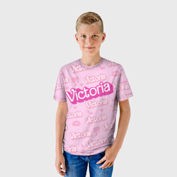 Детская футболка 3D Виктория - паттерн Барби розовый - фото 2