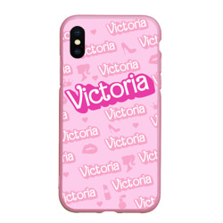 Чехол для iPhone XS Max матовый Виктория - паттерн Барби розовый