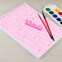 Альбом для рисования Виктория - паттерн Барби розовый - фото 2