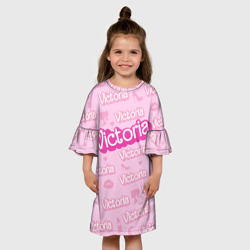 Детское платье 3D Виктория - паттерн Барби розовый - фото 2