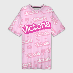 Платье-футболка 3D Виктория - паттерн Барби розовый