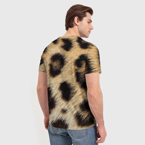 Мужская футболка 3D с принтом Мех леопарда, вид сзади #2
