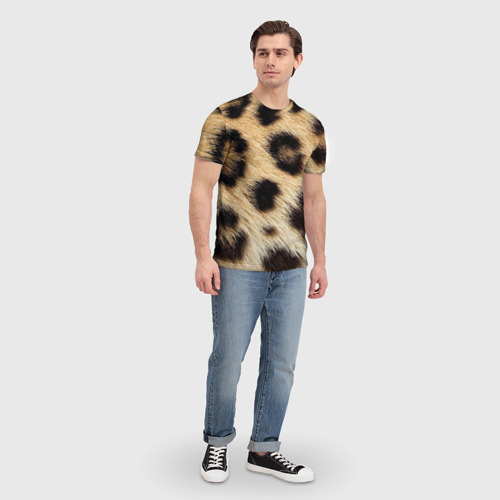 Мужская футболка 3D с принтом Мех леопарда, вид сбоку #3