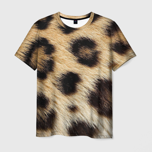 Мужская футболка 3D с принтом Мех леопарда, вид спереди #2