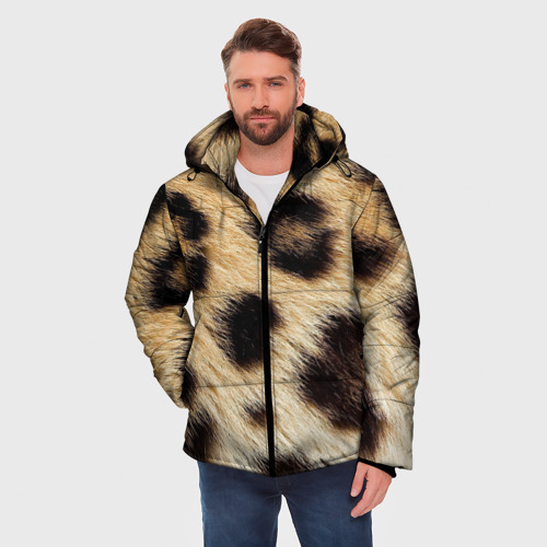 Мужская зимняя куртка 3D Мех леопарда, цвет красный - фото 3