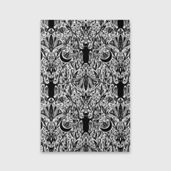 Обложка для паспорта матовая кожа Bats and moths - gothic pattern