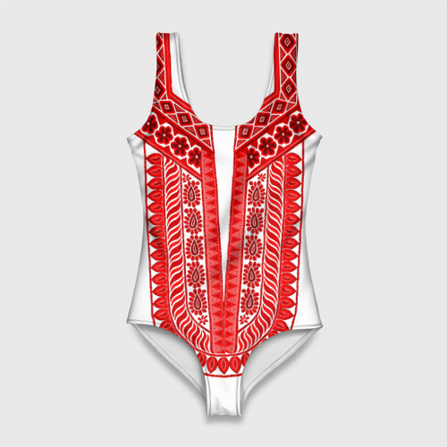 Женский купальник 3D Красная славянская вышиванка  , цвет 3D печать