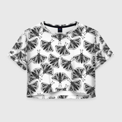 Женская футболка Crop-top 3D Butterflies - gothic pattern