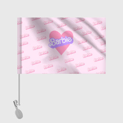 Флаг с принтом Барби и розовое сердце: паттерн для любого человека, вид спереди №2. Цвет основы: белый