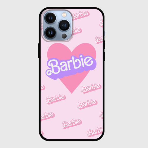 Чехол для iPhone 13 Pro Max с принтом Барби и розовое сердце: паттерн, вид спереди #2