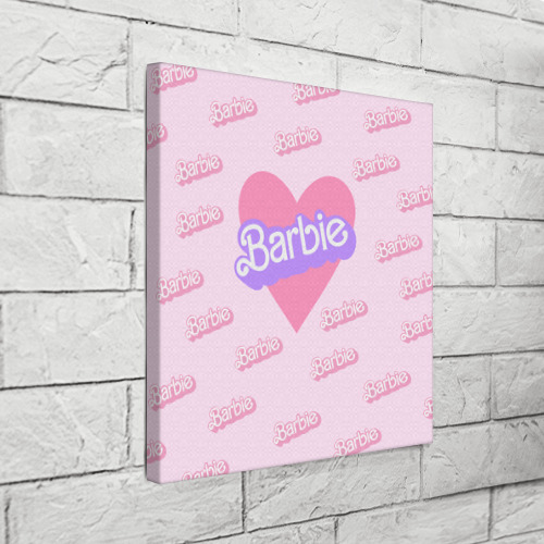 Холст квадратный Барби и розовое сердце: паттерн , цвет 3D печать - фото 3
