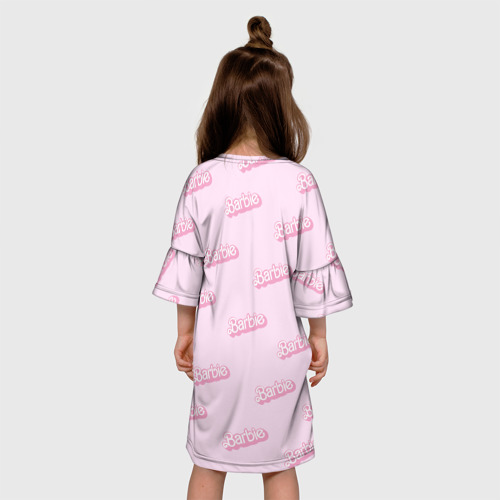 Детское платье 3D с принтом Барби и розовое сердце: паттерн, вид сзади #2