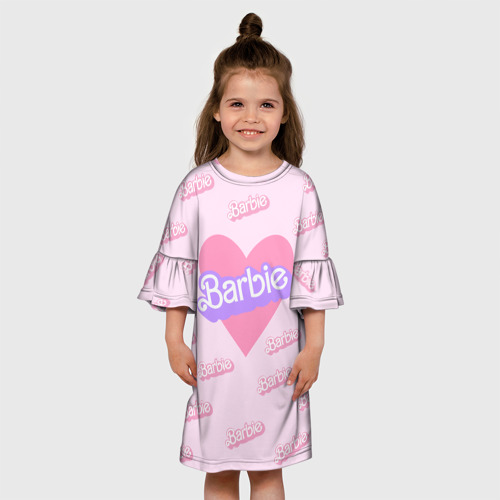 Детское платье 3D с принтом Барби и розовое сердце: паттерн, вид сбоку #3