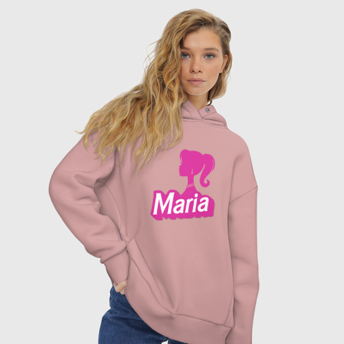 Женское худи Oversize хлопок Мария - силуэт Барби, цвет пыльно-розовый - фото 4