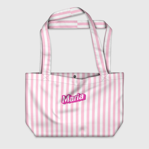 Пляжная сумка 3D Имя Мария в стиле Барби: розовая полоска