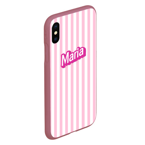 Чехол для iPhone XS Max матовый Имя Мария в стиле Барби: розовая полоска, цвет малиновый - фото 3