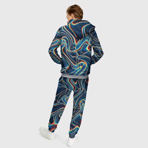 Мужской костюм с толстовкой 3D Abstract waves, цвет меланж - фото 4