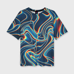 Женская футболка oversize 3D Abstract waves