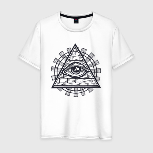 Мужская футболка из хлопка с принтом Всевидящее око, вид спереди №1
