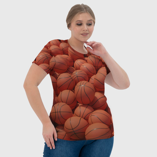 Женская футболка 3D с принтом Узор с баскетбольными мячами, фото #4