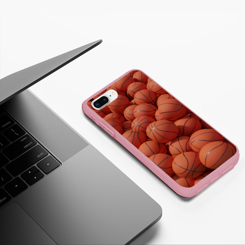 Чехол для iPhone 7Plus/8 Plus матовый Узор с баскетбольными мячами, цвет баблгам - фото 5