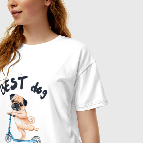 Женская футболка хлопок Oversize с принтом Лучшая мама собаки, фото на моделе #1