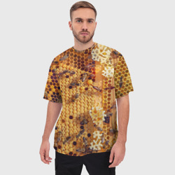 Мужская футболка oversize 3D Пчёлы и соты с мёдом - фото 2
