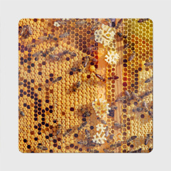 Магнит виниловый Квадрат Пчёлы и соты с мёдом