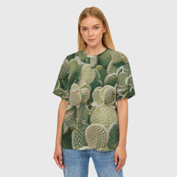 Женская футболка oversize 3D Поле кактусов - фото 2