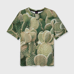 Женская футболка oversize 3D Поле кактусов