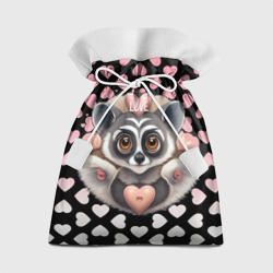 Подарочный 3D мешок Лемур и сердечки с надписью love