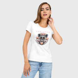 Женская футболка хлопок Slim Влюблённый лемур лори  - фото 2