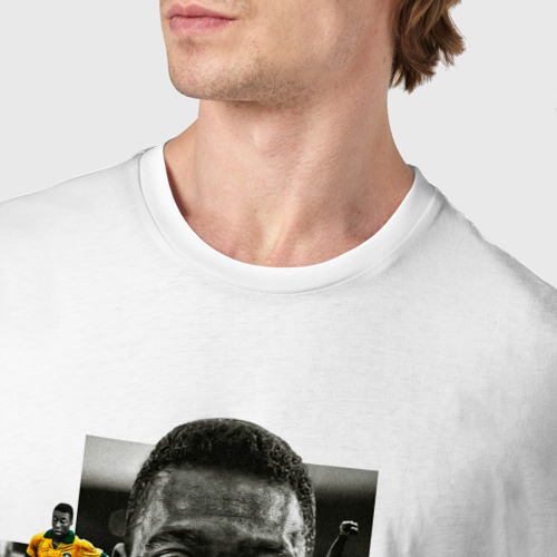 Мужская футболка хлопок с принтом Пеле Бразильский футболист, фото #4