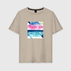 Женская футболка хлопок Oversize Абстрактное море закат рассвет