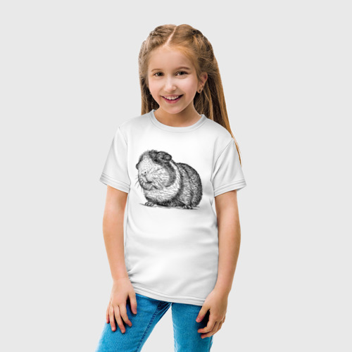 Детская футболка хлопок с принтом Морская свинка задумалась, вид сбоку #3
