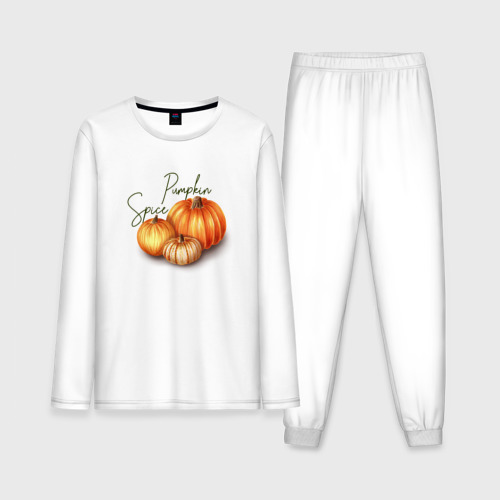 Мужская пижама с лонгсливом хлопок Pumpkin Spice, цвет белый