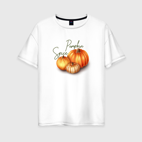 Женская футболка хлопок Oversize Pumpkin Spice, цвет белый