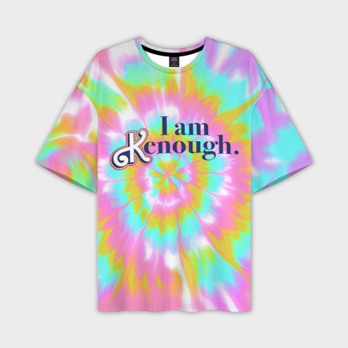 Мужская футболка оверсайз с принтом I am Kenough - retro tie-dye, вид спереди №1