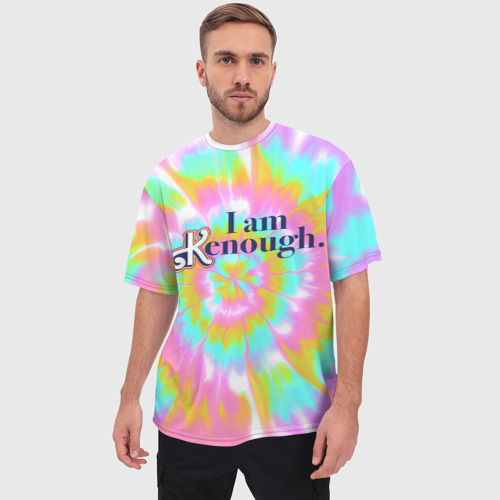 Мужская футболка oversize 3D I am Kenough - retro tie-dye, цвет 3D печать - фото 3