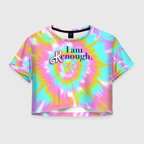 Женская футболка Crop-top 3D I am Kenough - retro tie-dye, цвет 3D печать