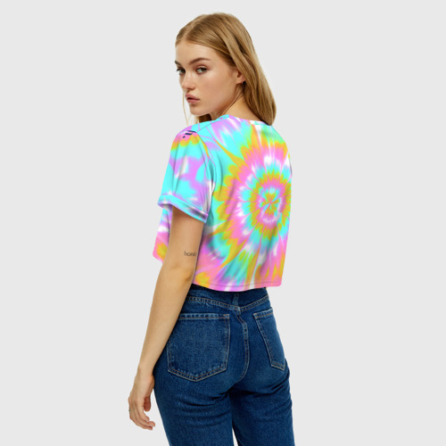 Женская футболка Crop-top 3D I am Kenough - retro tie-dye, цвет 3D печать - фото 5