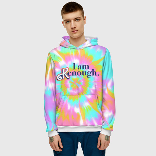 Мужская толстовка 3D I am Kenough - retro tie-dye, цвет белый - фото 3