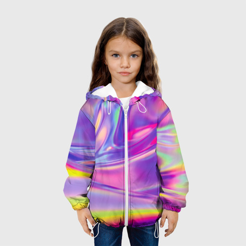 Детская куртка 3D Голографическое неоновое северное сияние, цвет белый - фото 4
