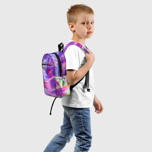 Детский рюкзак 3D с принтом Радужное северное сияние, вид сзади #1
