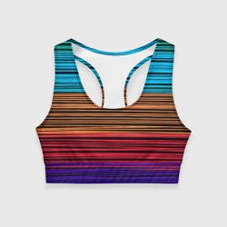 Женский спортивный топ 3D Разноцветные тонкие линии