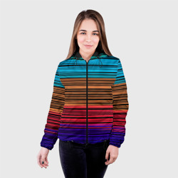 Женская куртка 3D Разноцветные тонкие линии - фото 2