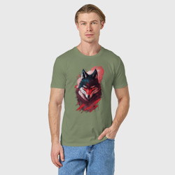 Мужская футболка хлопок Красный волк ниндзя - фото 2