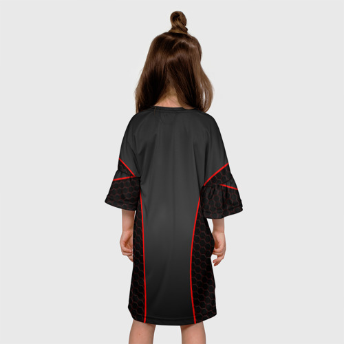 Детское платье 3D с принтом Honda - униформа красная, вид сзади #2